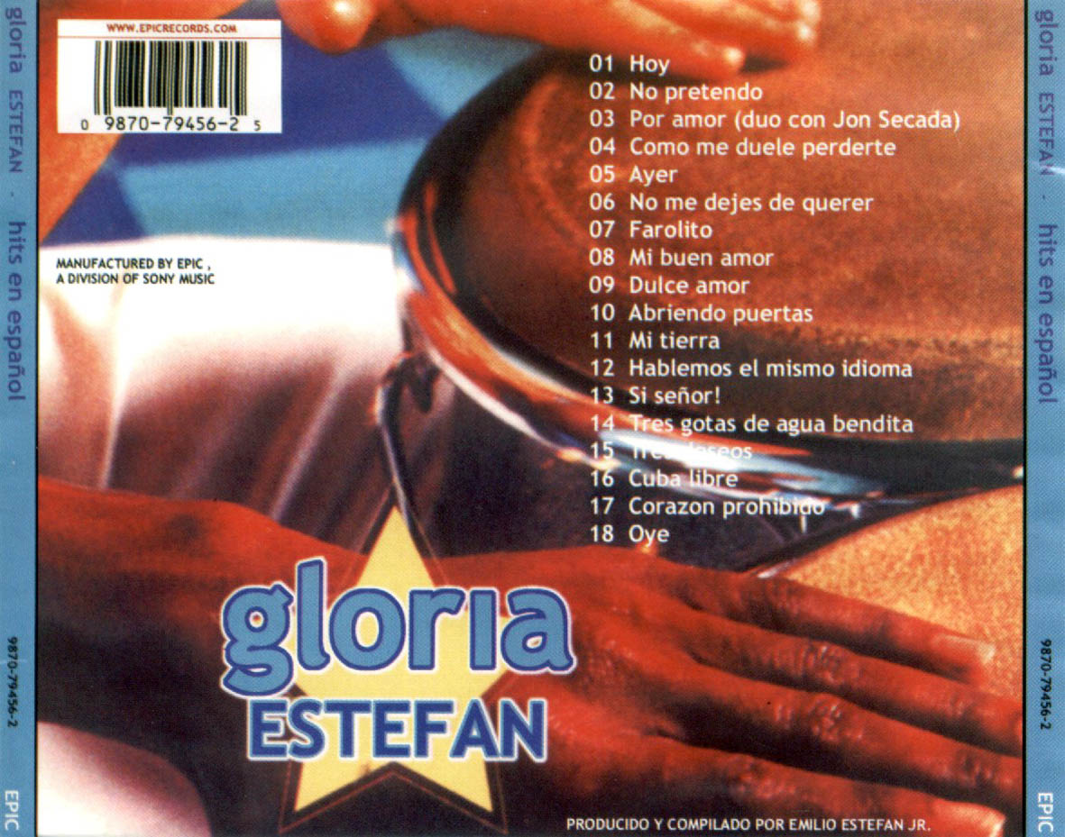 Cartula Trasera de Gloria Estefan - Hits En Espaol