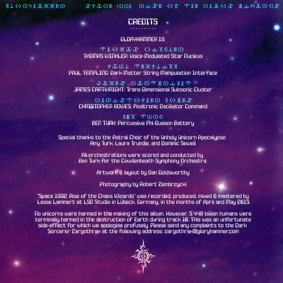 Cartula Interior Frontal de Gloryhammer - Space 1992: Rise Of The Chaos Wizards (Limited Edition)