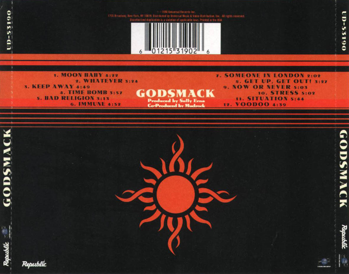 Cartula Trasera de Godsmack - Godsmack