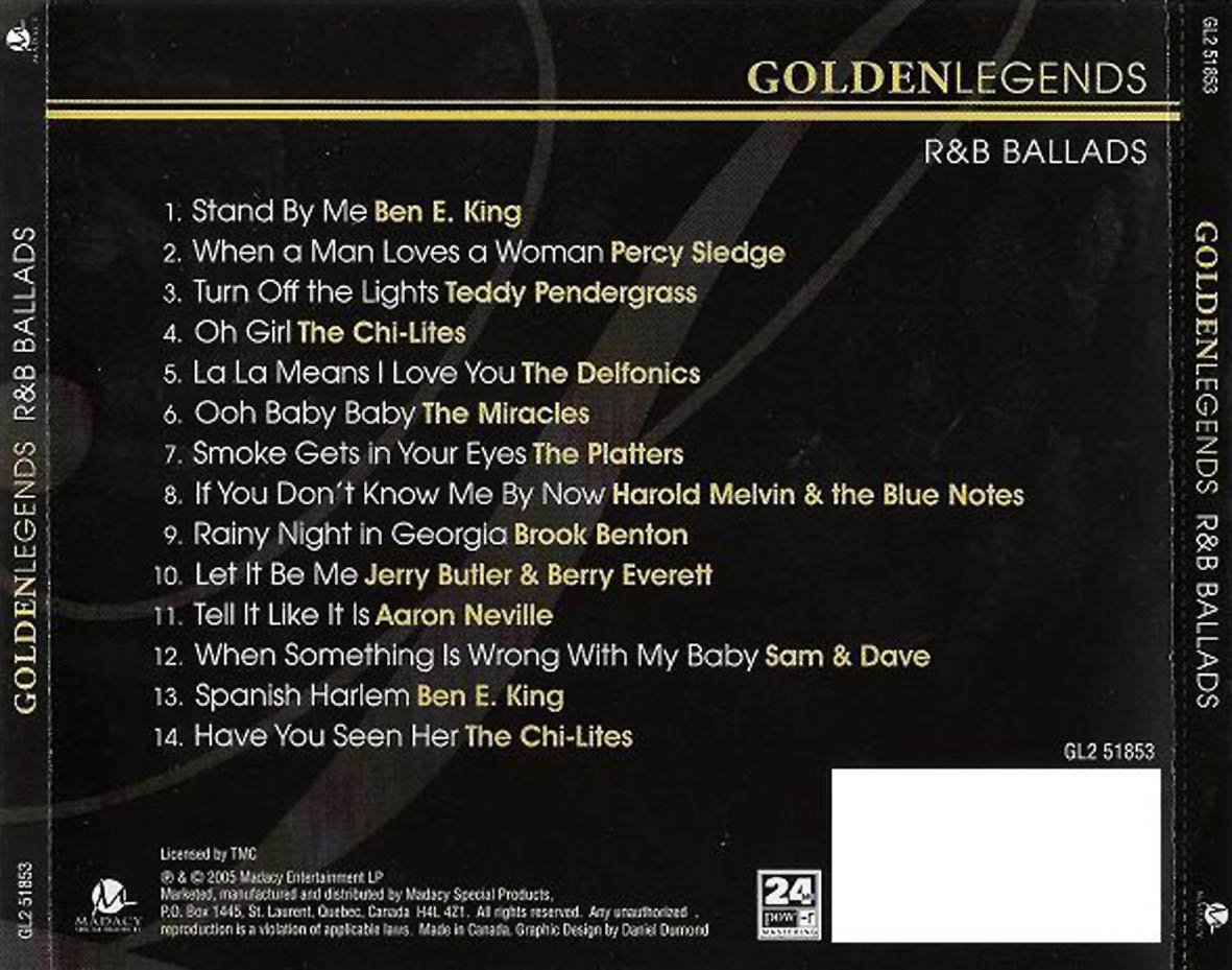 Cartula Trasera de Golden Legends R&b Ballads