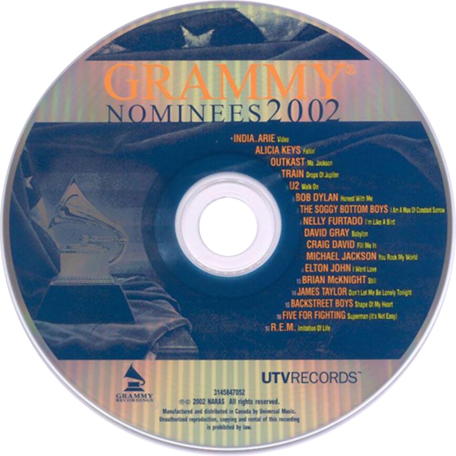 Cartula Cd de Grammy Nominees 2002