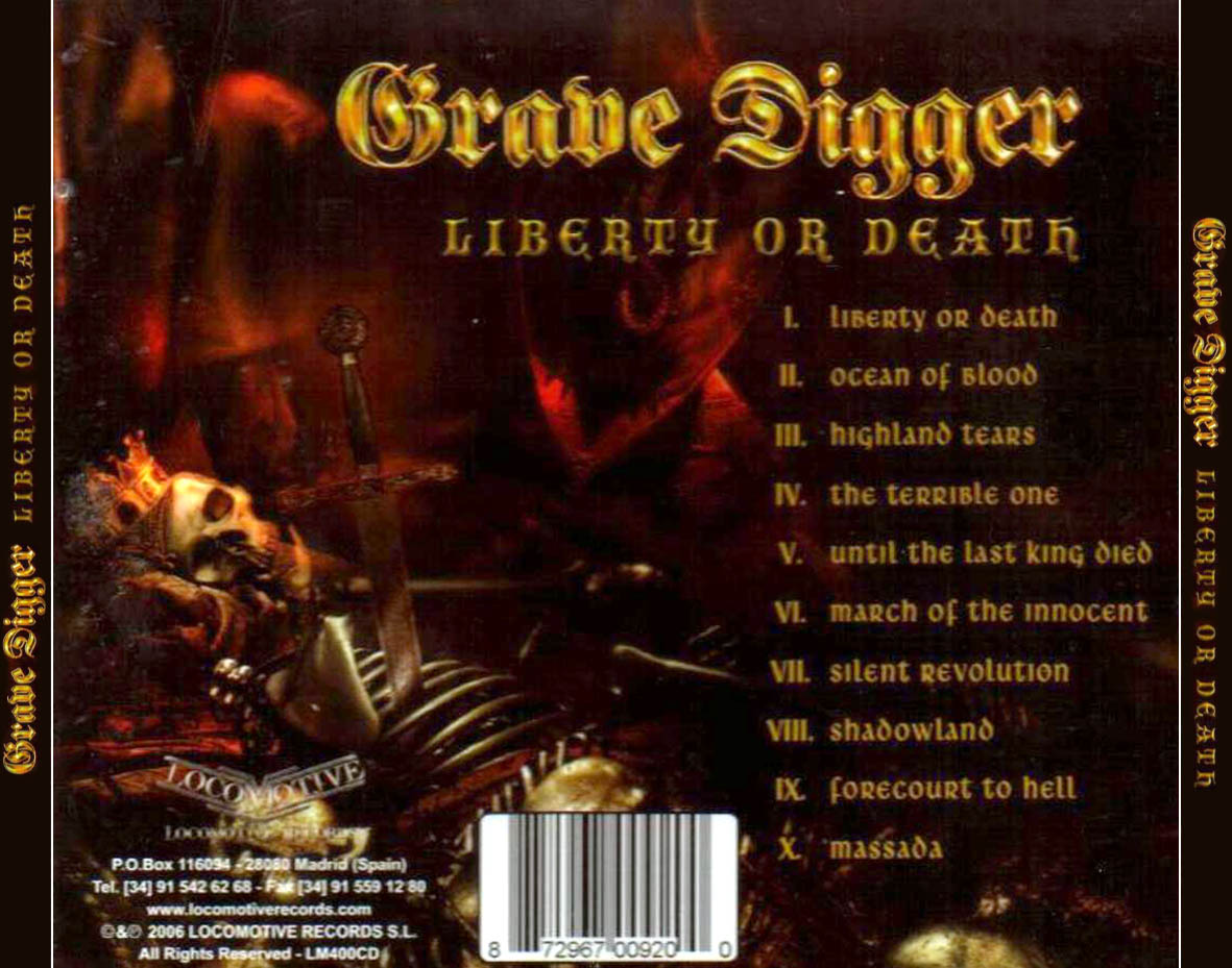 Cartula Trasera de Grave Digger - Liberty Or Death