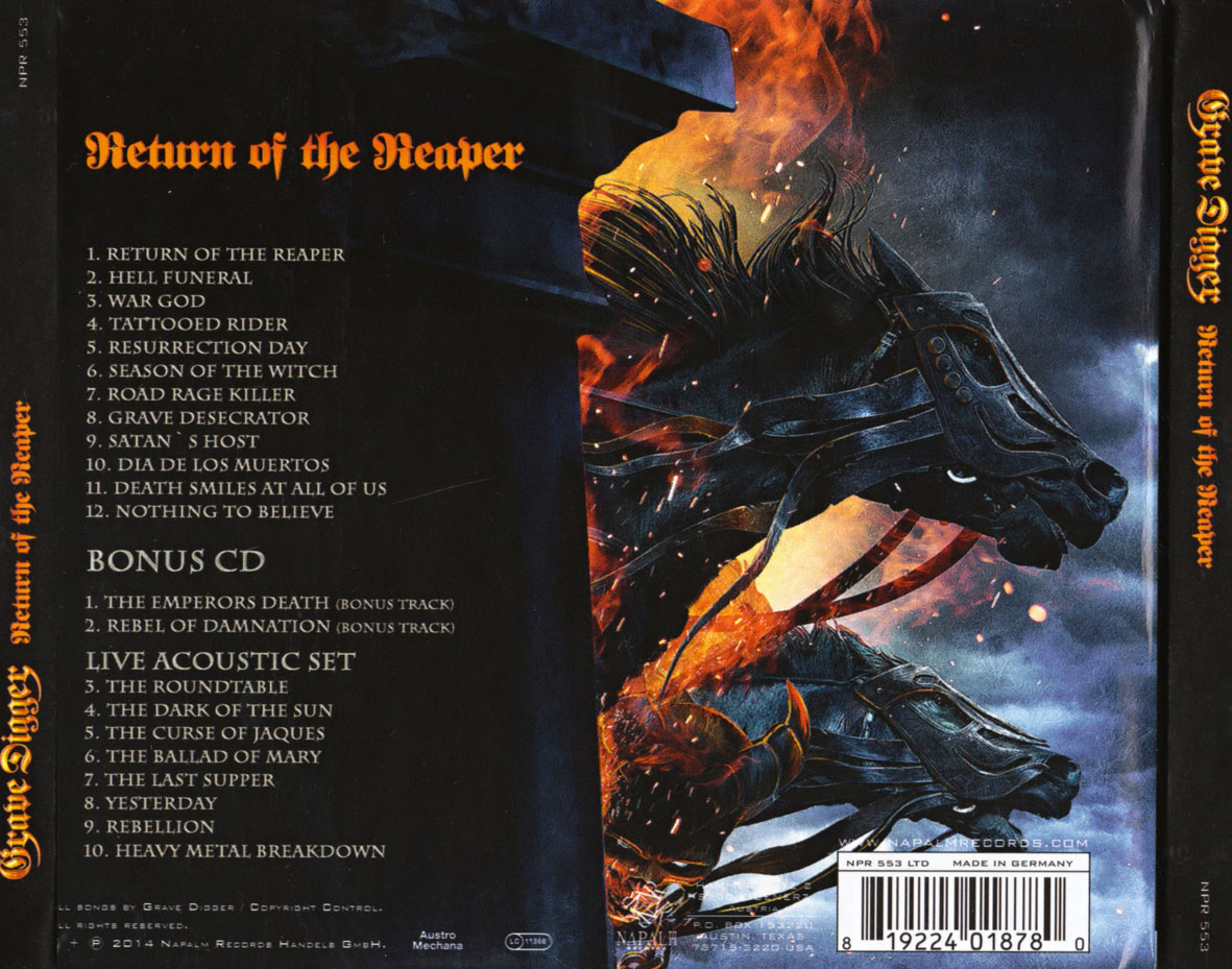 Cartula Trasera de Grave Digger - Return Of The Reaper (Limited Edition)