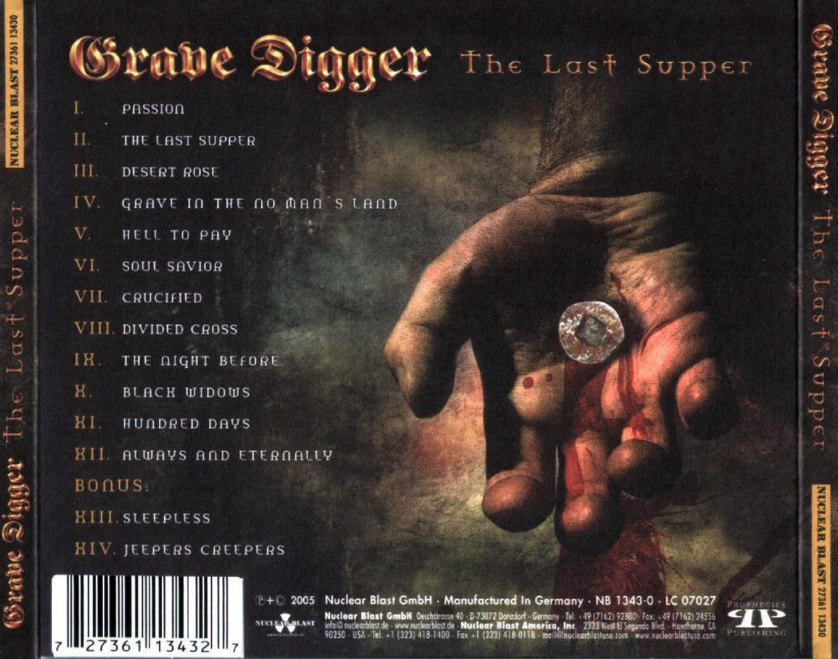 Cartula Trasera de Grave Digger - The Last Supper