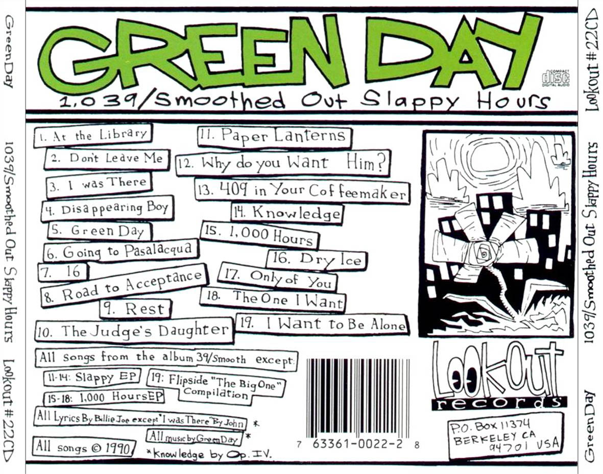 Cartula Trasera de Green Day - 1039 / Smoothed Out Slappy Hours