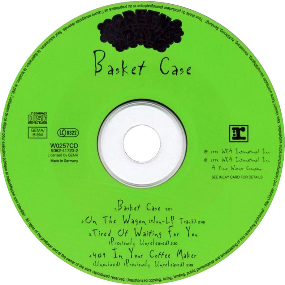 Cartula Cd de Green Day - Basket Case (Cd Single)