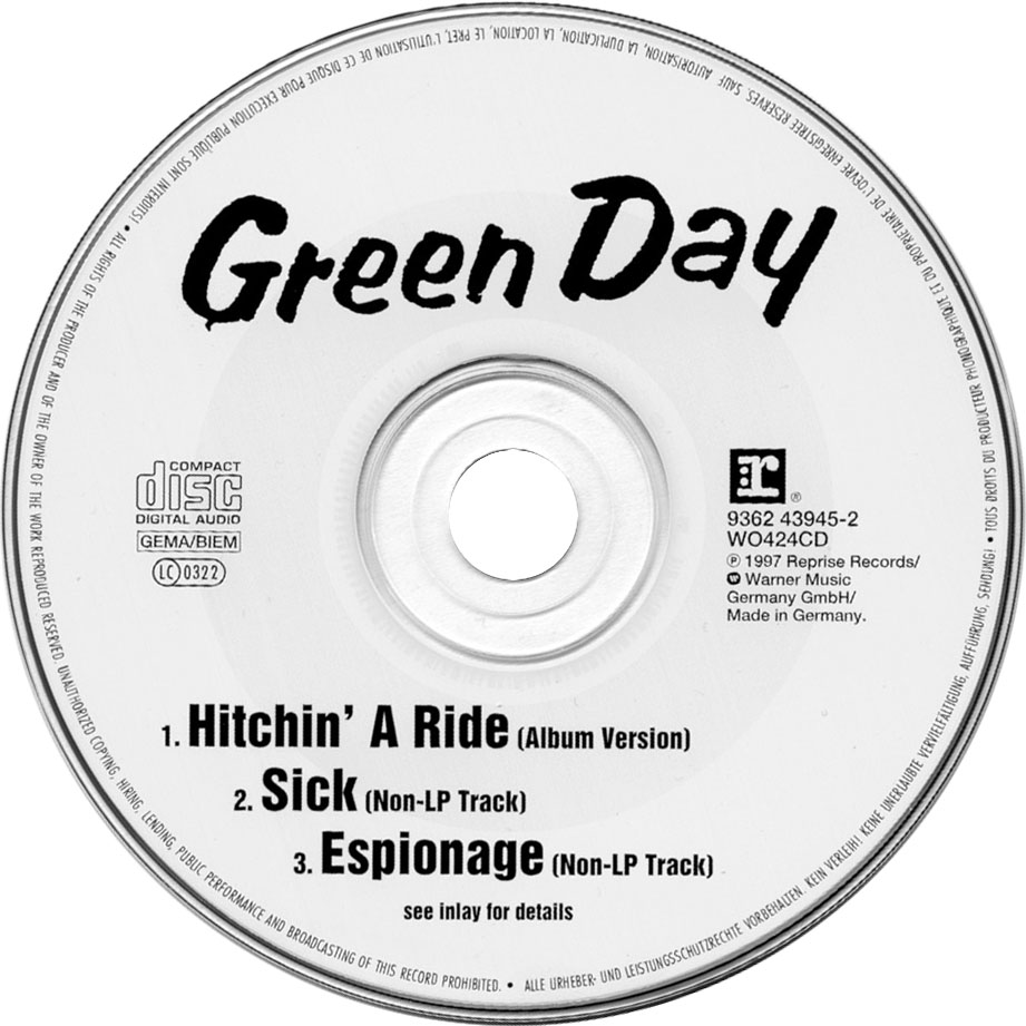 Cartula Cd de Green Day - Hitchin' A Ride (Cd Single)