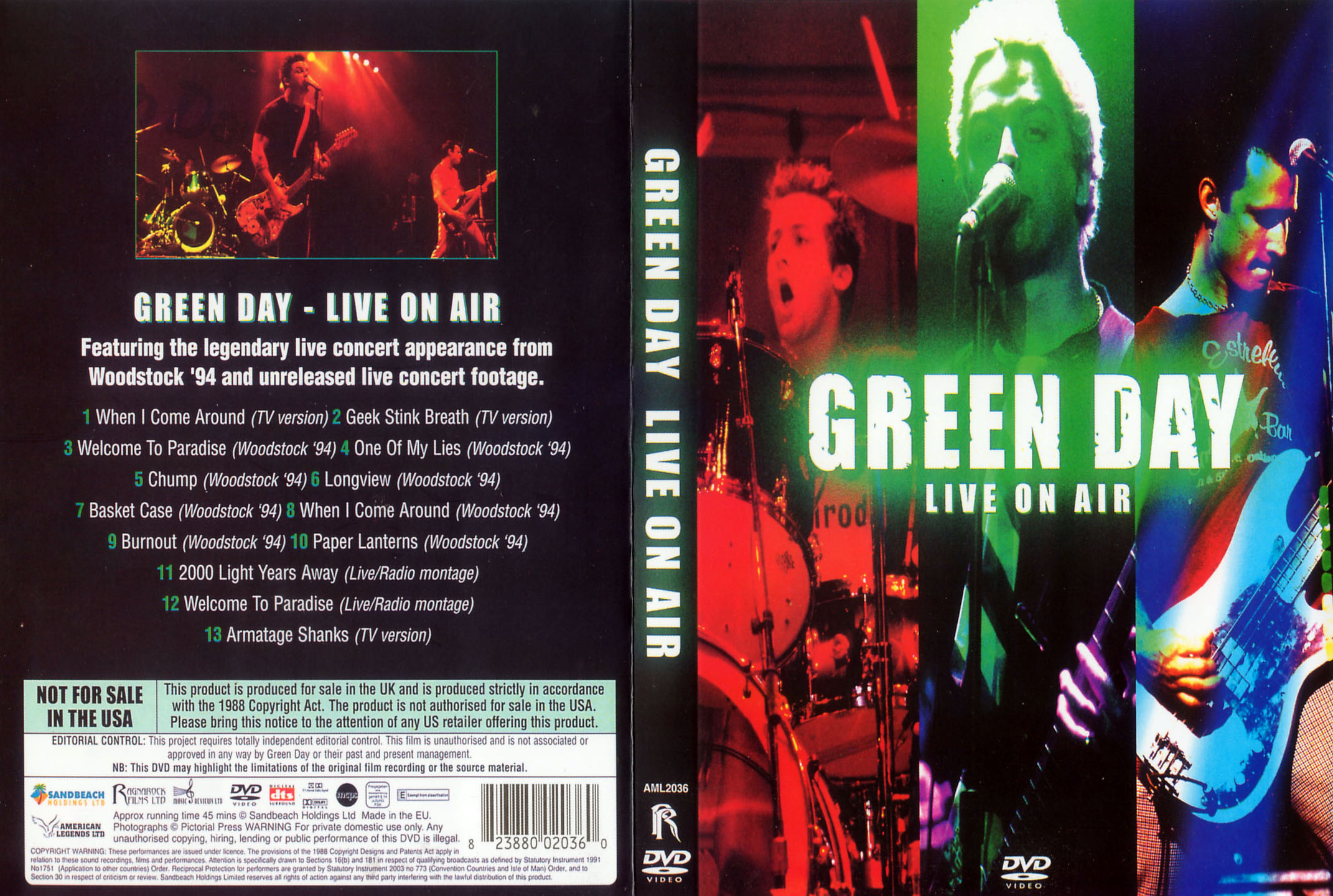 Cartula Caratula de Green Day - Live On Air (Dvd)