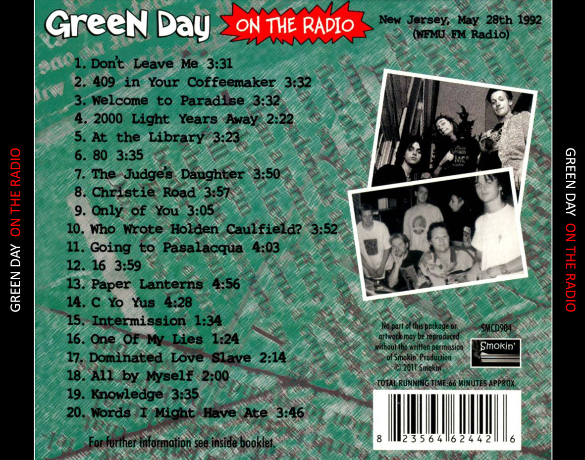 Cartula Trasera de Green Day - On The Radio