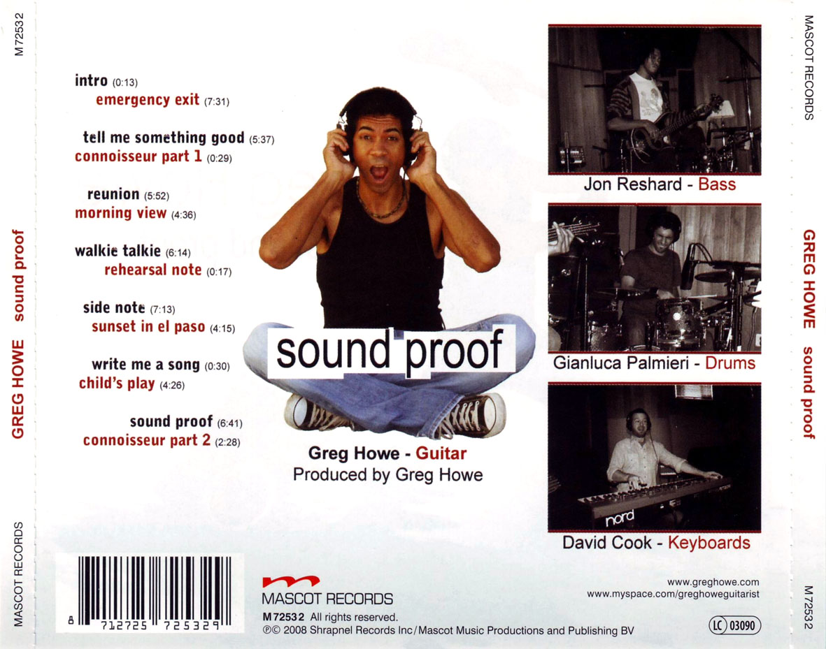 Cartula Trasera de Greg Howe - Sound Proof
