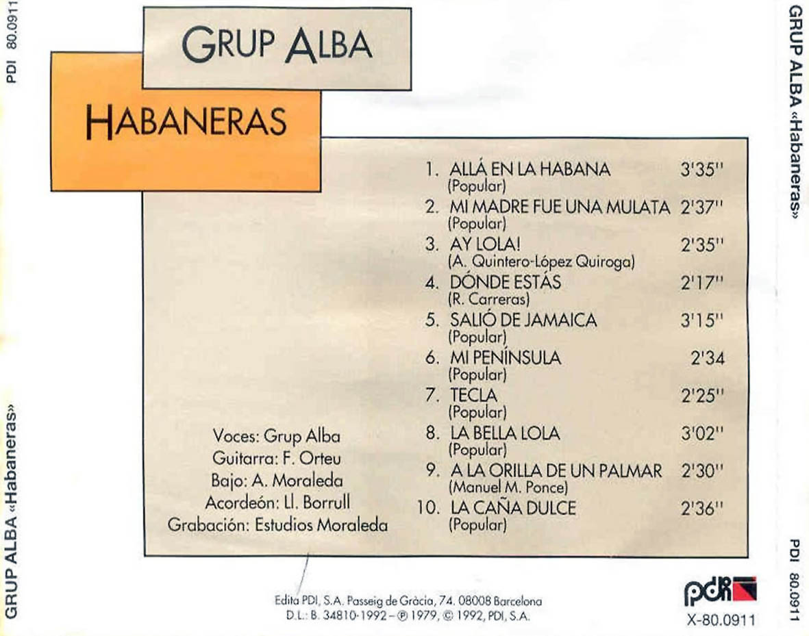 Cartula Trasera de Grup Alba - Habaneras