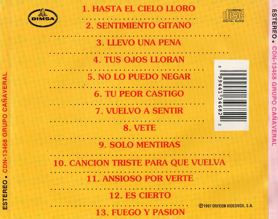Cartula Trasera de Grupo Caaveral - Volumen Ii: Hasta El Cielo Lloro