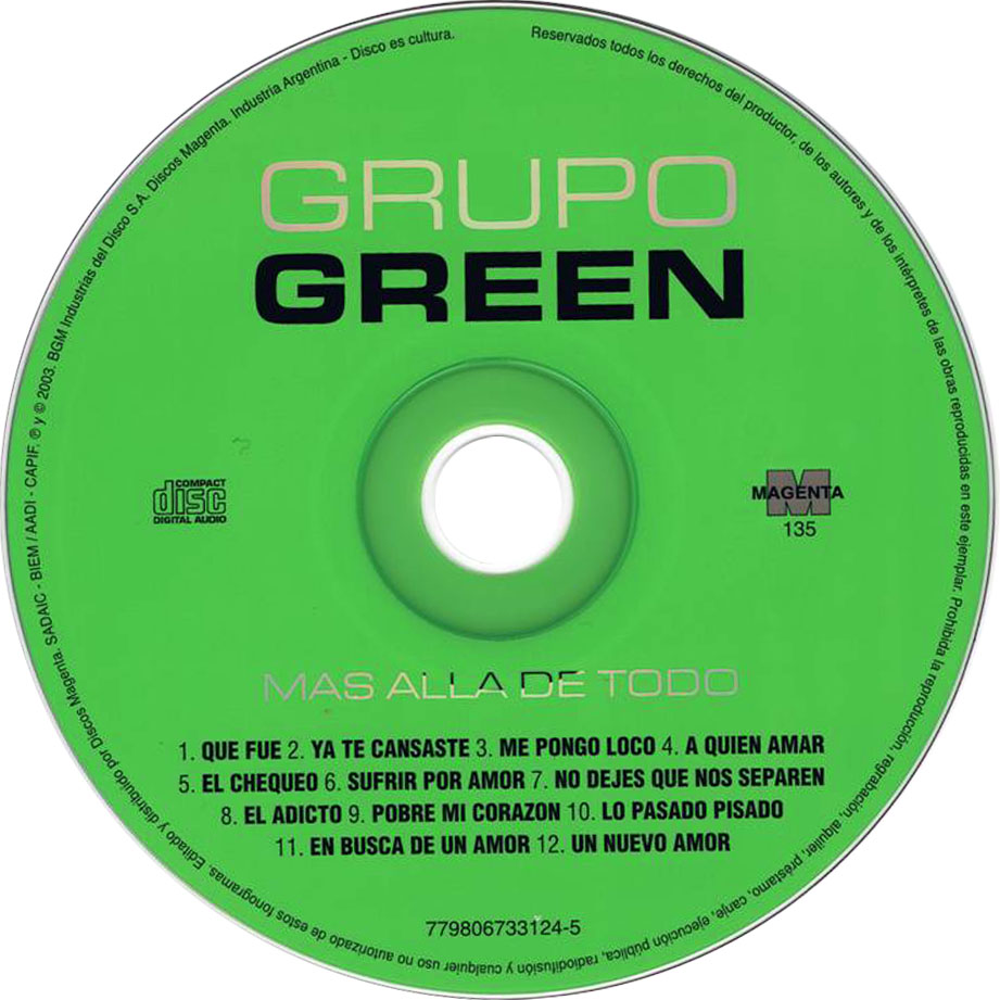 Carátula Cd de Grupo Green - Mas Alla De Todo