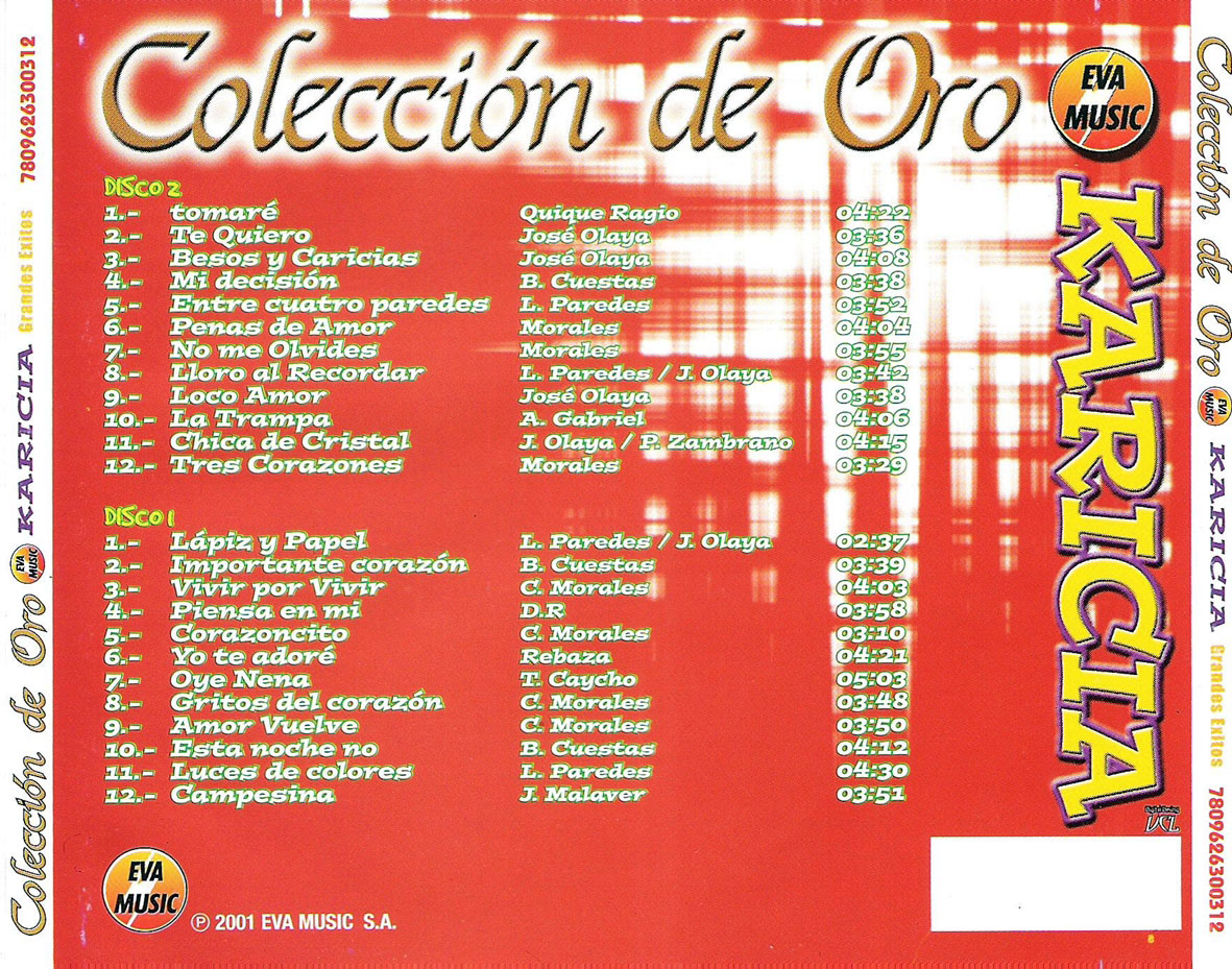 Carátula Trasera de Grupo Karicia - Coleccion De Oro
