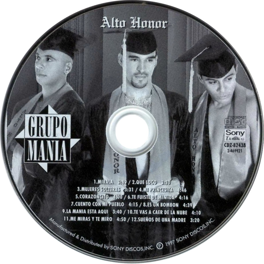 Cartula Cd de Grupo Mania - Alto Honor