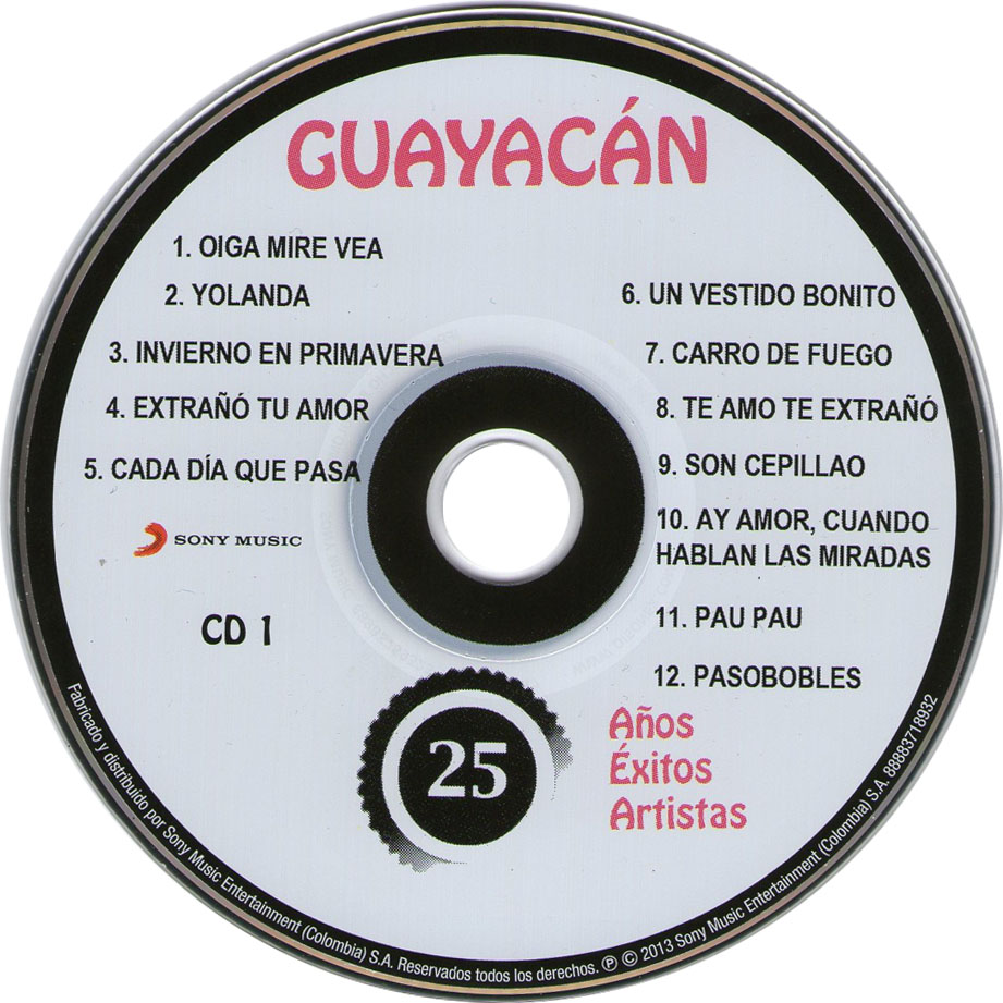 Cartula Cd1 de Guayacan Orquesta - 25 Aos, 25 Exitos, 25 Artistas