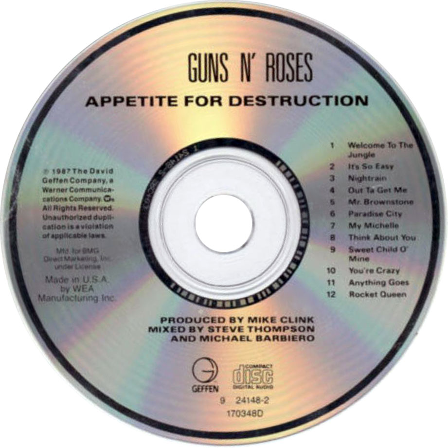 Cartula Cd de Guns N' Roses - Appetite For Destruction