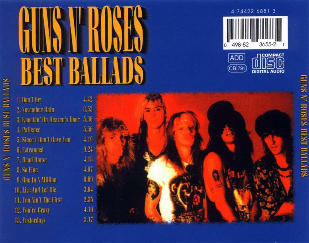 Cartula Trasera de Guns N' Roses - Best Ballads