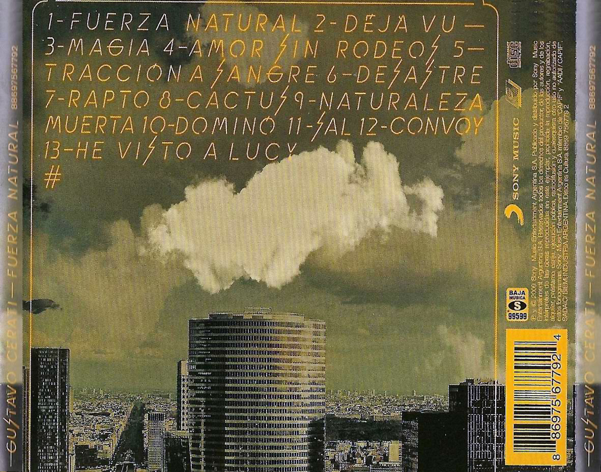 Cartula Trasera de Gustavo Cerati - Fuerza Natural