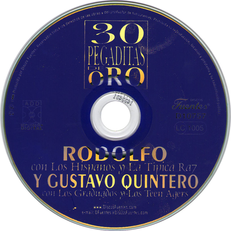 Cartula Cd de Gustavo Quintero & Rodolfo Aicardi - 30 Pegaditas De Oro