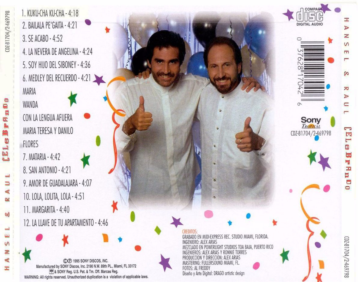 Cartula Trasera de Hansel & Raul - Celebrando