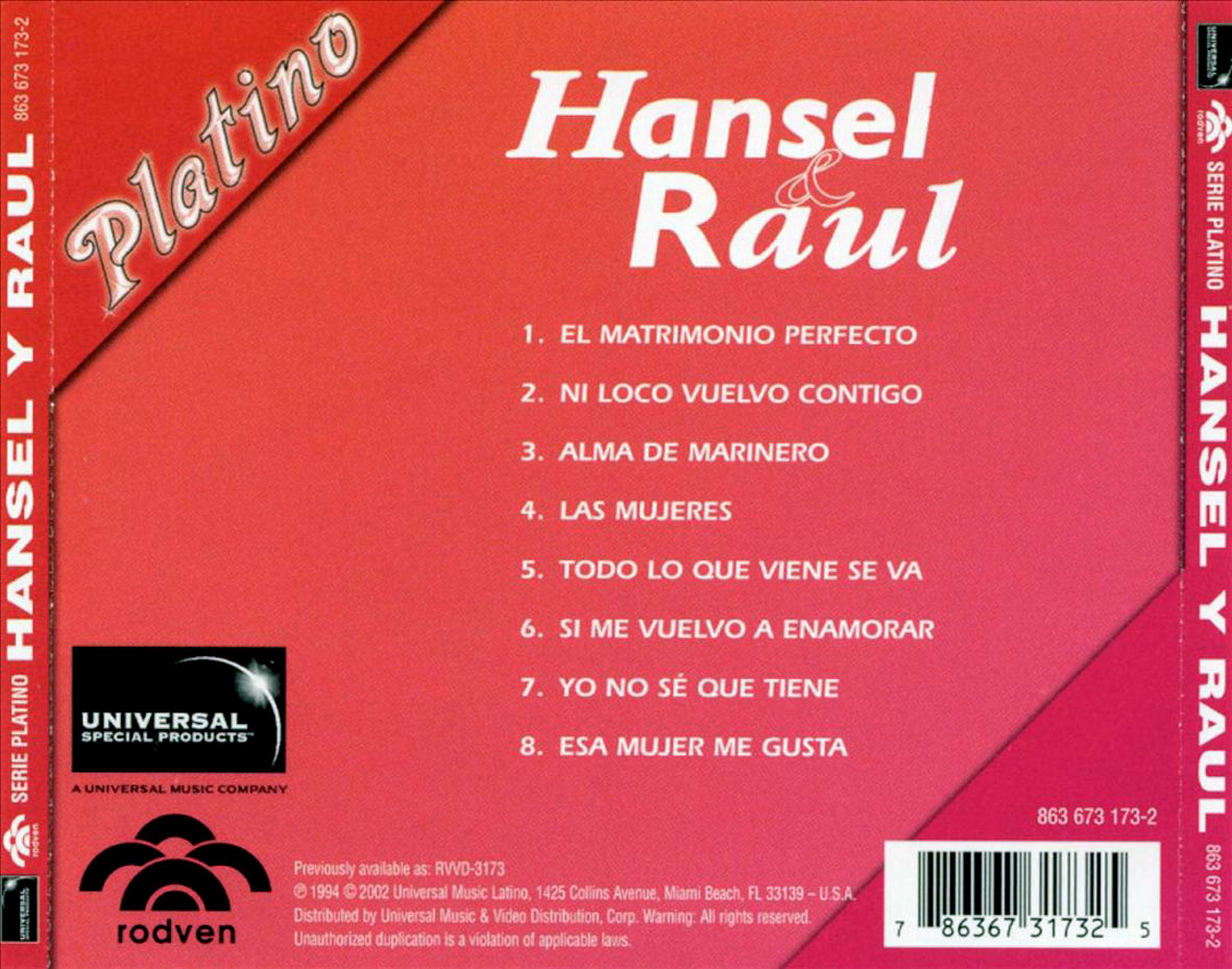 Cartula Trasera de Hansel & Raul - Platino