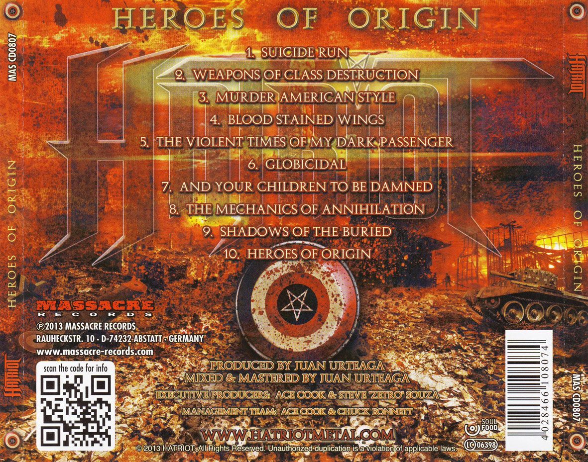 Cartula Trasera de Hatriot - Heroes Of Origin