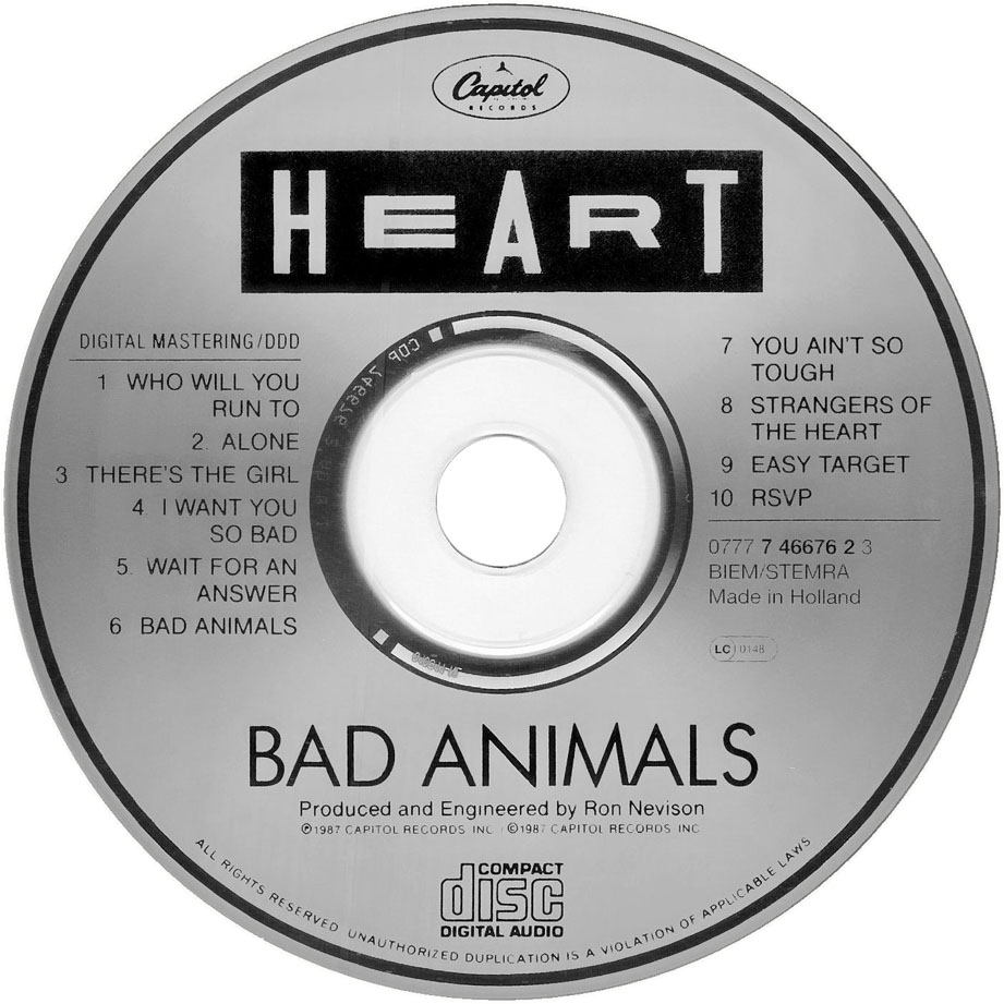 Cartula Cd de Heart - Bad Animals