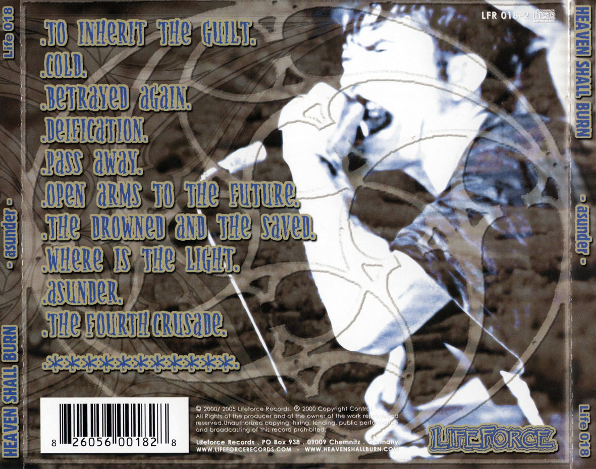 Cartula Trasera de Heaven Shall Burn - Asunder