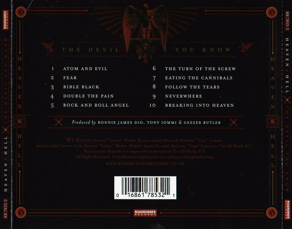 Cartula Trasera de Heaven & Hell - The Devil You Know