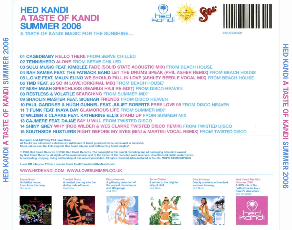 Cartula Trasera de Hed Kandi A Taste Of Kandi Summer 2006