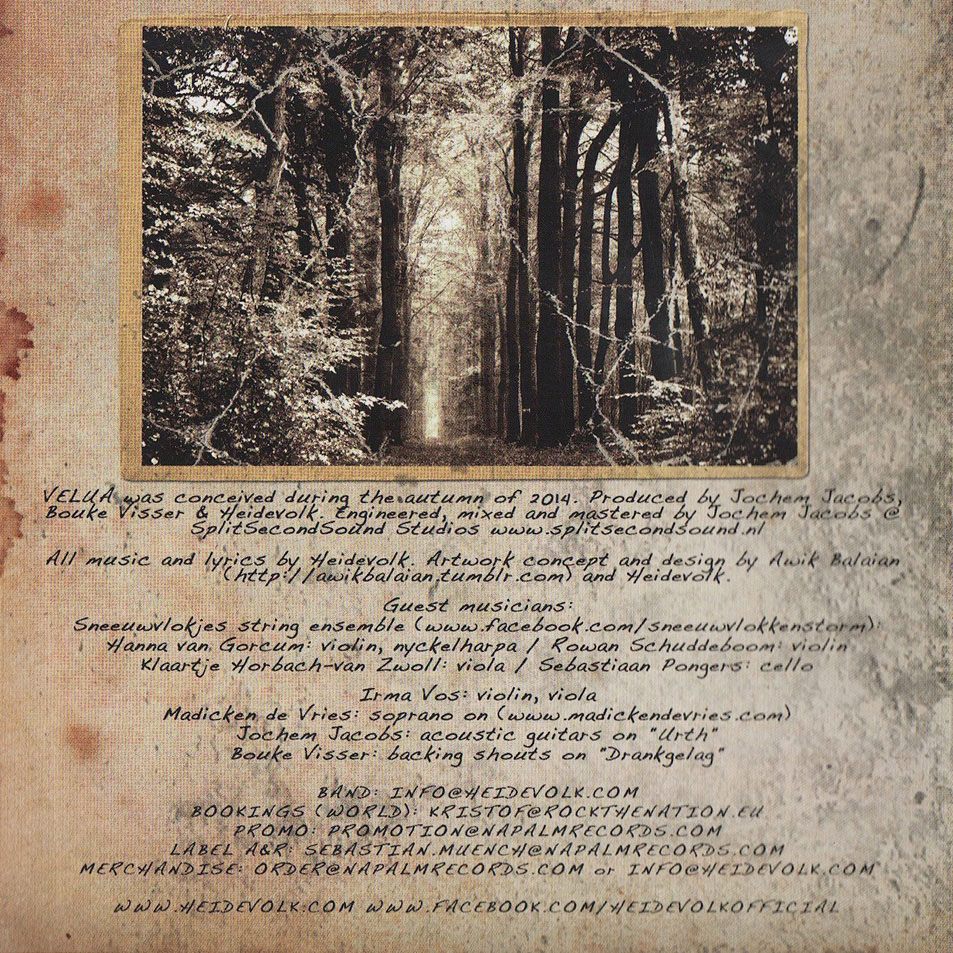 Cartula Interior Frontal de Heidevolk - Velua (Limited Edition)