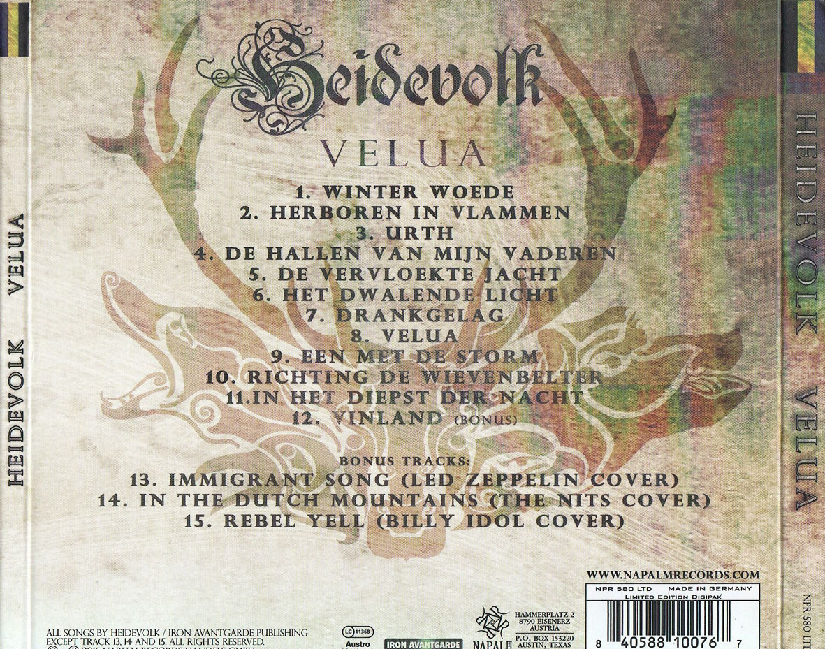 Cartula Trasera de Heidevolk - Velua (Limited Edition)