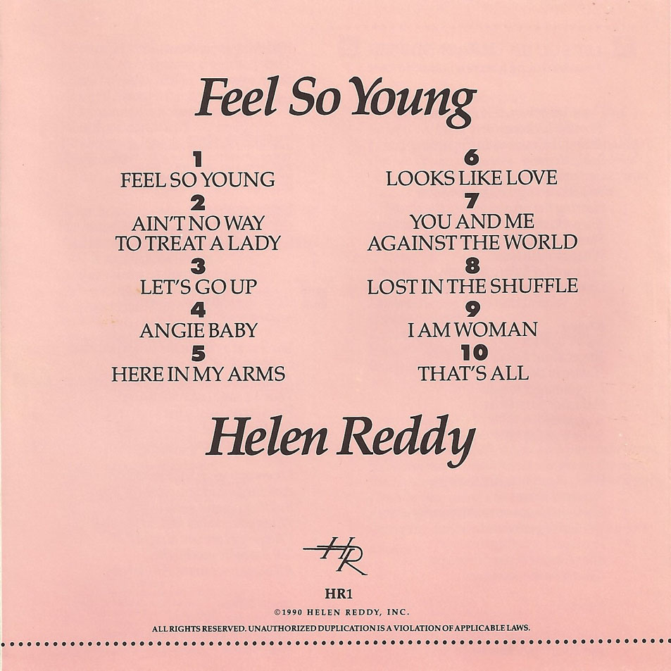 Cartula Interior Frontal de Helen Reddy - Feel So Young