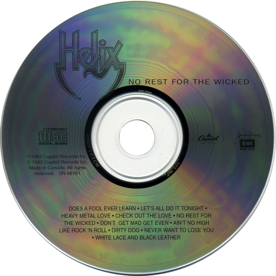 Cartula Cd de Helix - No Rest For The Wicked