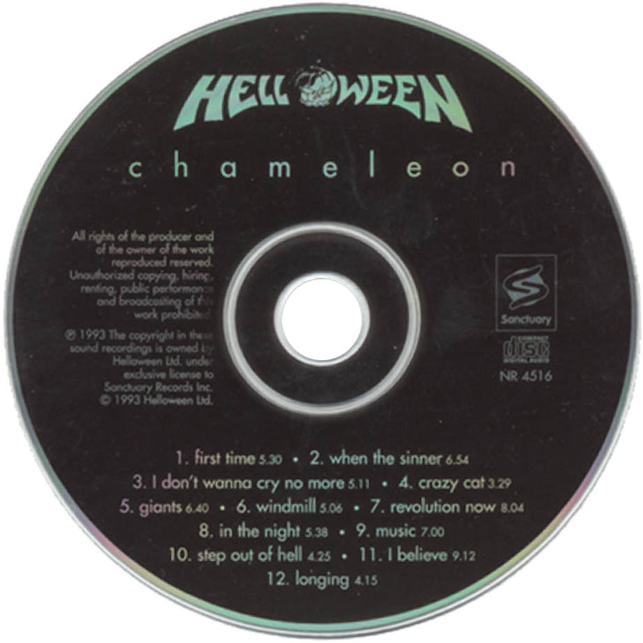 Cartula Cd de Helloween - Chameleon