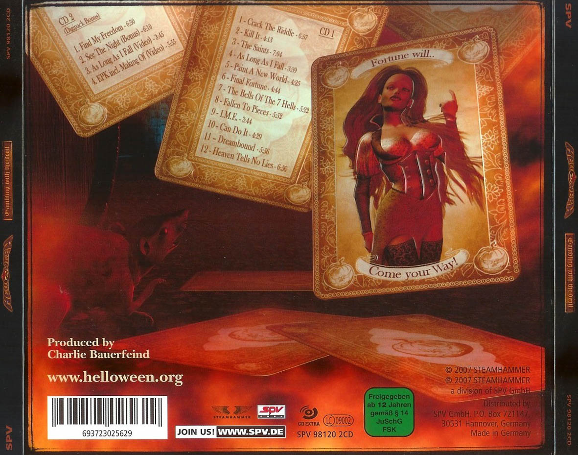 Cartula Trasera de Helloween - Gambling With The Devil