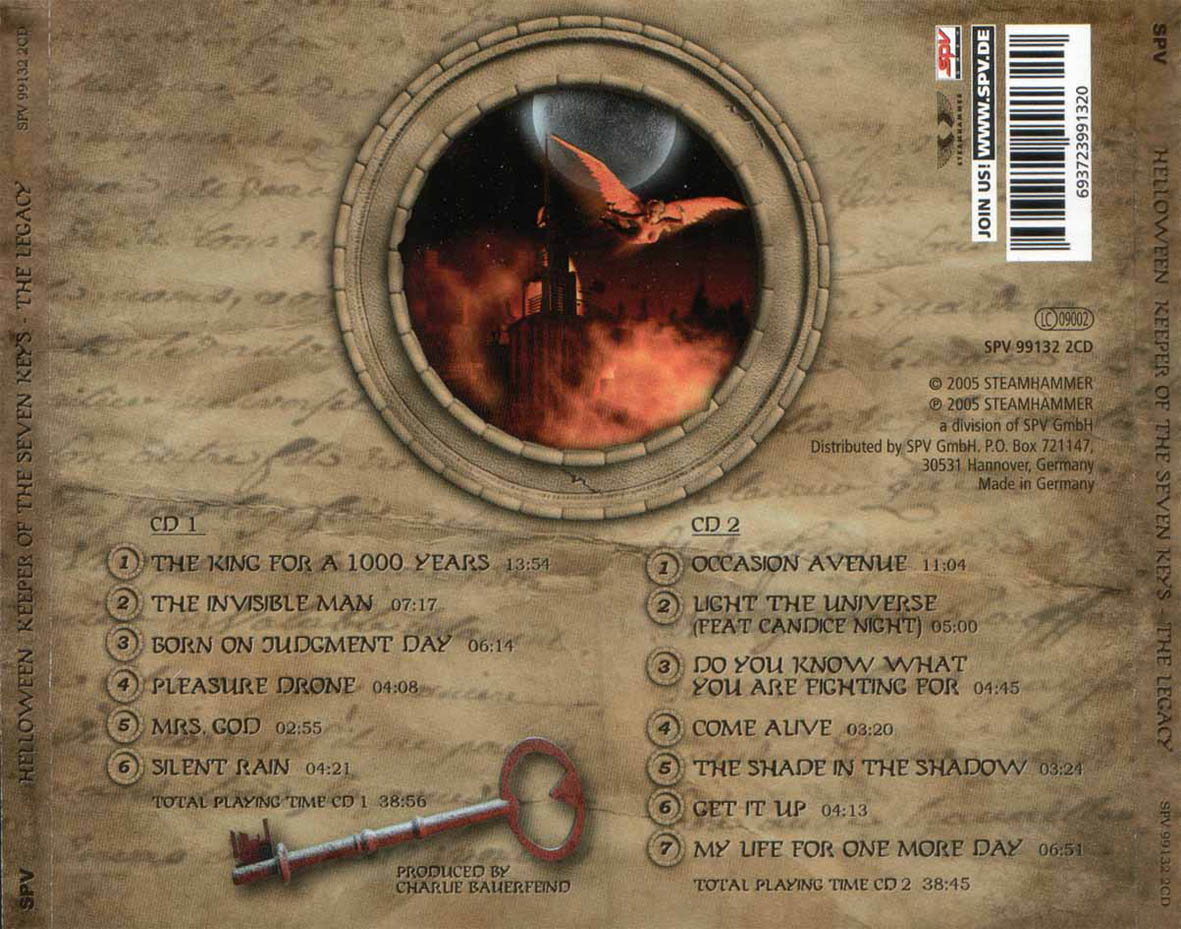 Cartula Trasera de Helloween - Keeper Of The Seven Keys: The Legacy