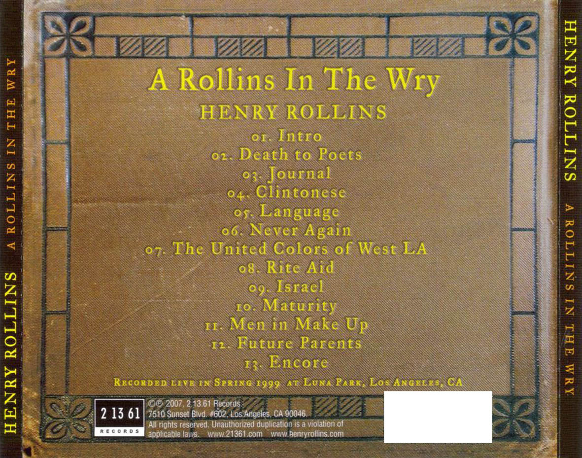 Cartula Trasera de Henry Rollins - A Rollins In The Wry