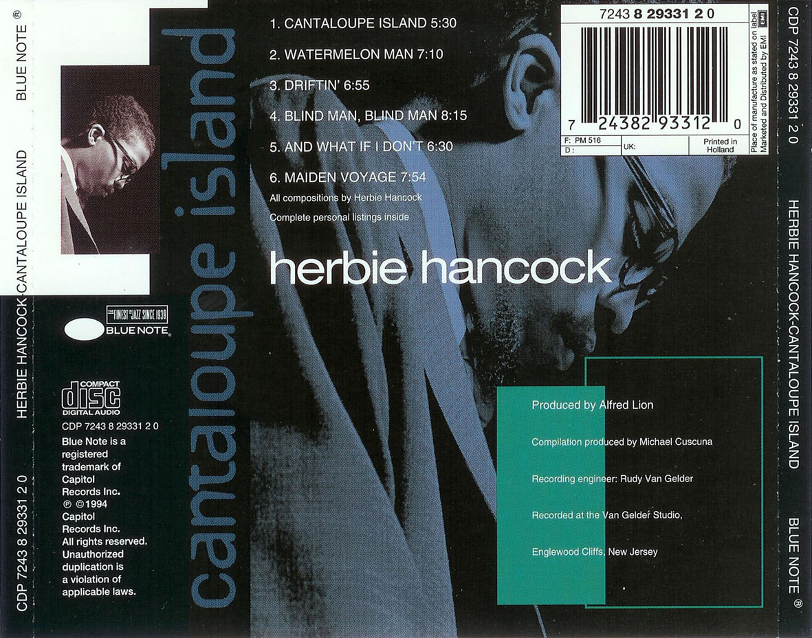 Cartula Trasera de Herbie Hancock - Cantaloupe Island
