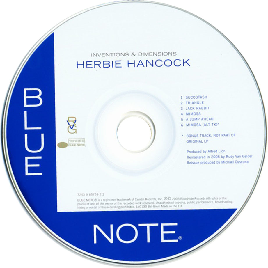 Cartula Cd de Herbie Hancock - Inventions & Dimensions (2005)