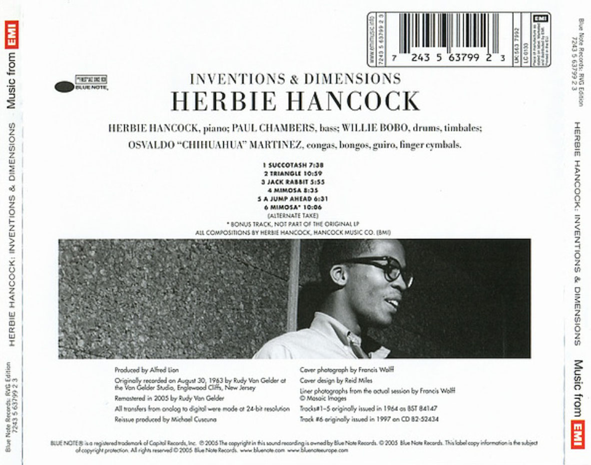 Cartula Trasera de Herbie Hancock - Inventions & Dimensions (2005)