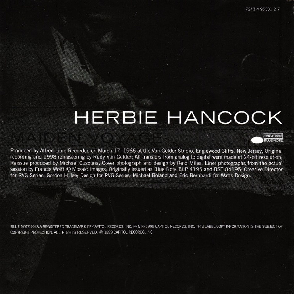 Cartula Interior Frontal de Herbie Hancock - Maiden Voyage