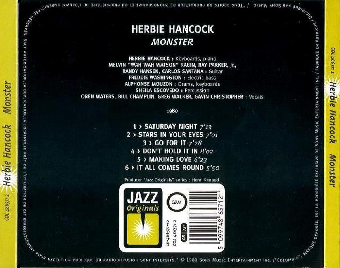 Cartula Trasera de Herbie Hancock - Monster