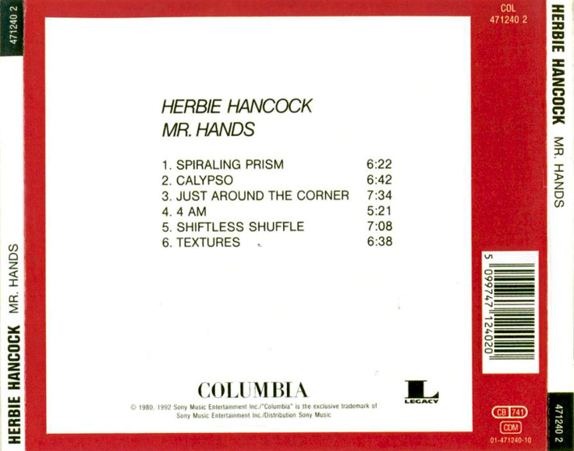 Cartula Trasera de Herbie Hancock - Mr. Hands