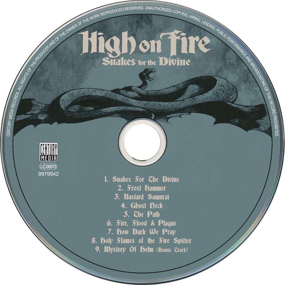 Cartula Cd de High On Fire - Snakes For The Divine