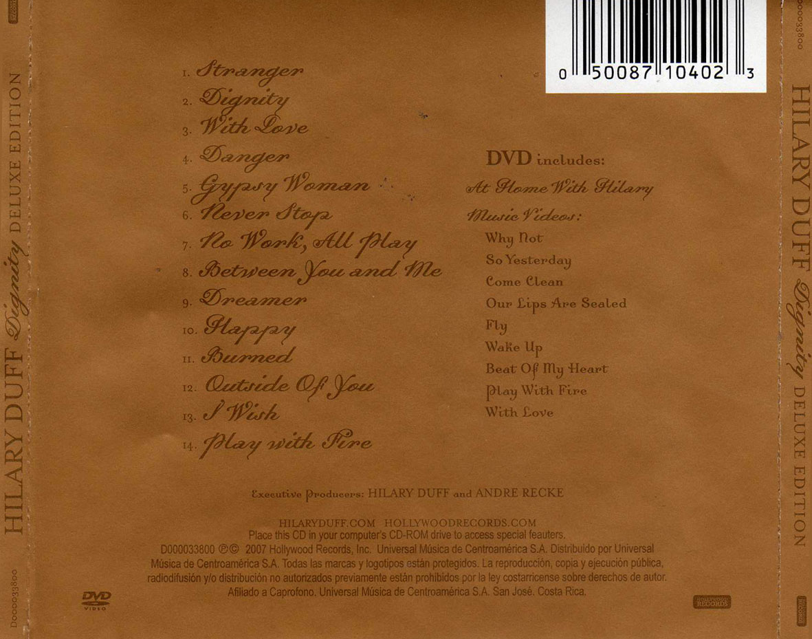 Cartula Trasera de Hilary Duff - Dignity (Deluxe Edition)