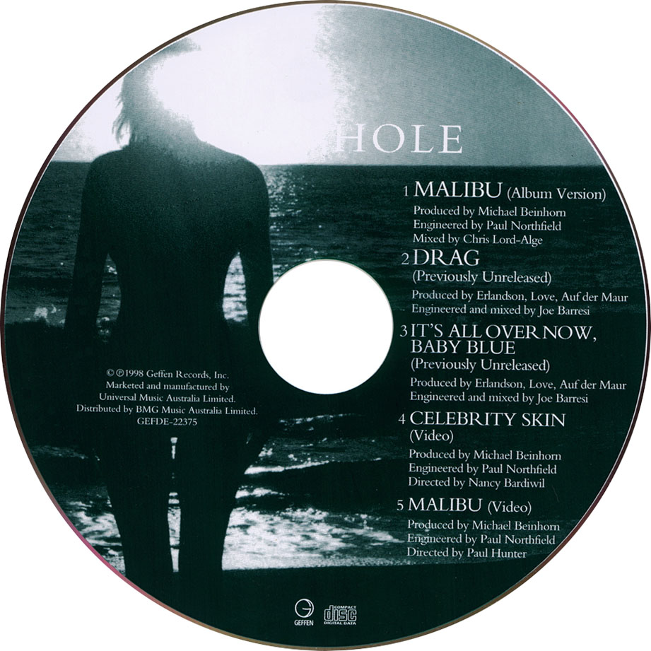 Cartula Cd de Hole - Malibu (Cd Single)