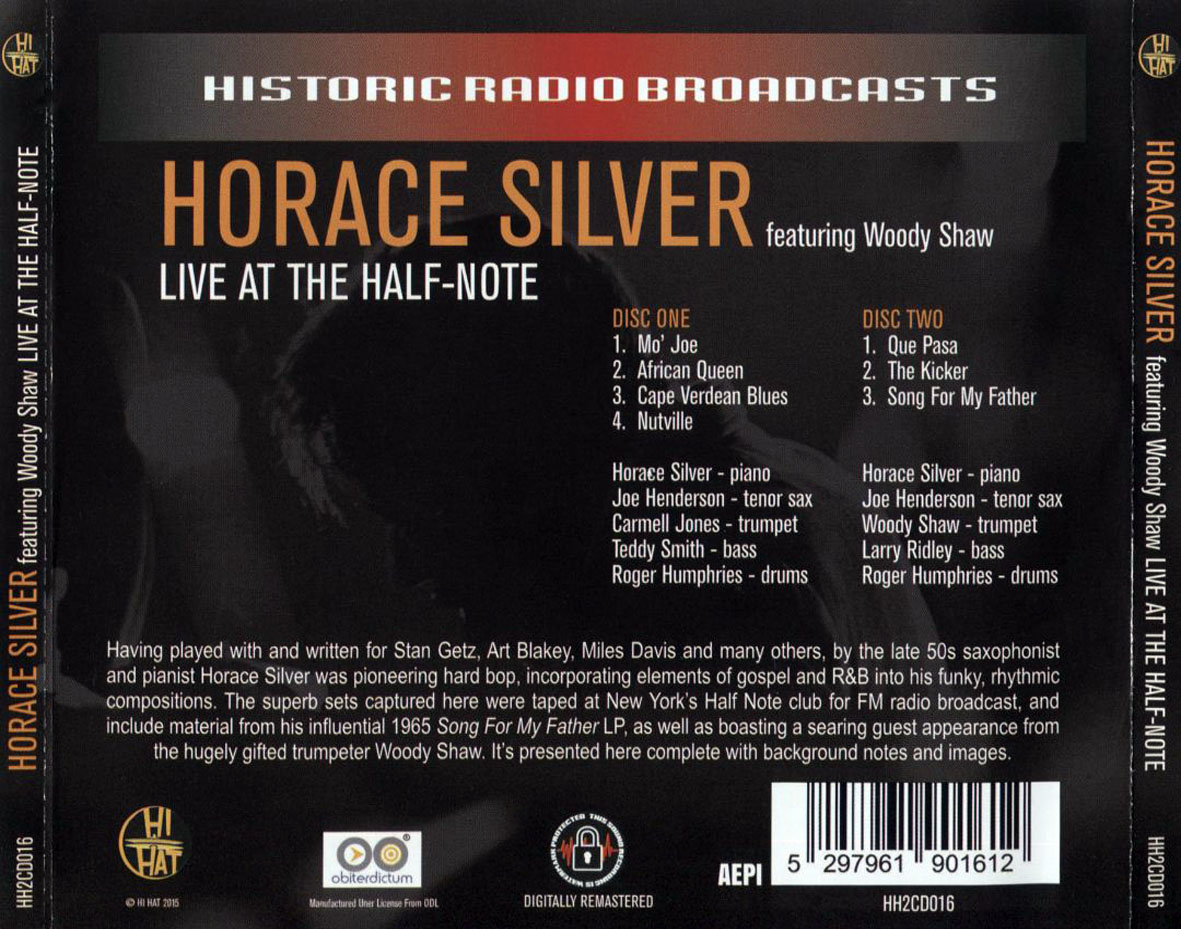 Cartula Trasera de Horace Silver - Live At The Half-Note