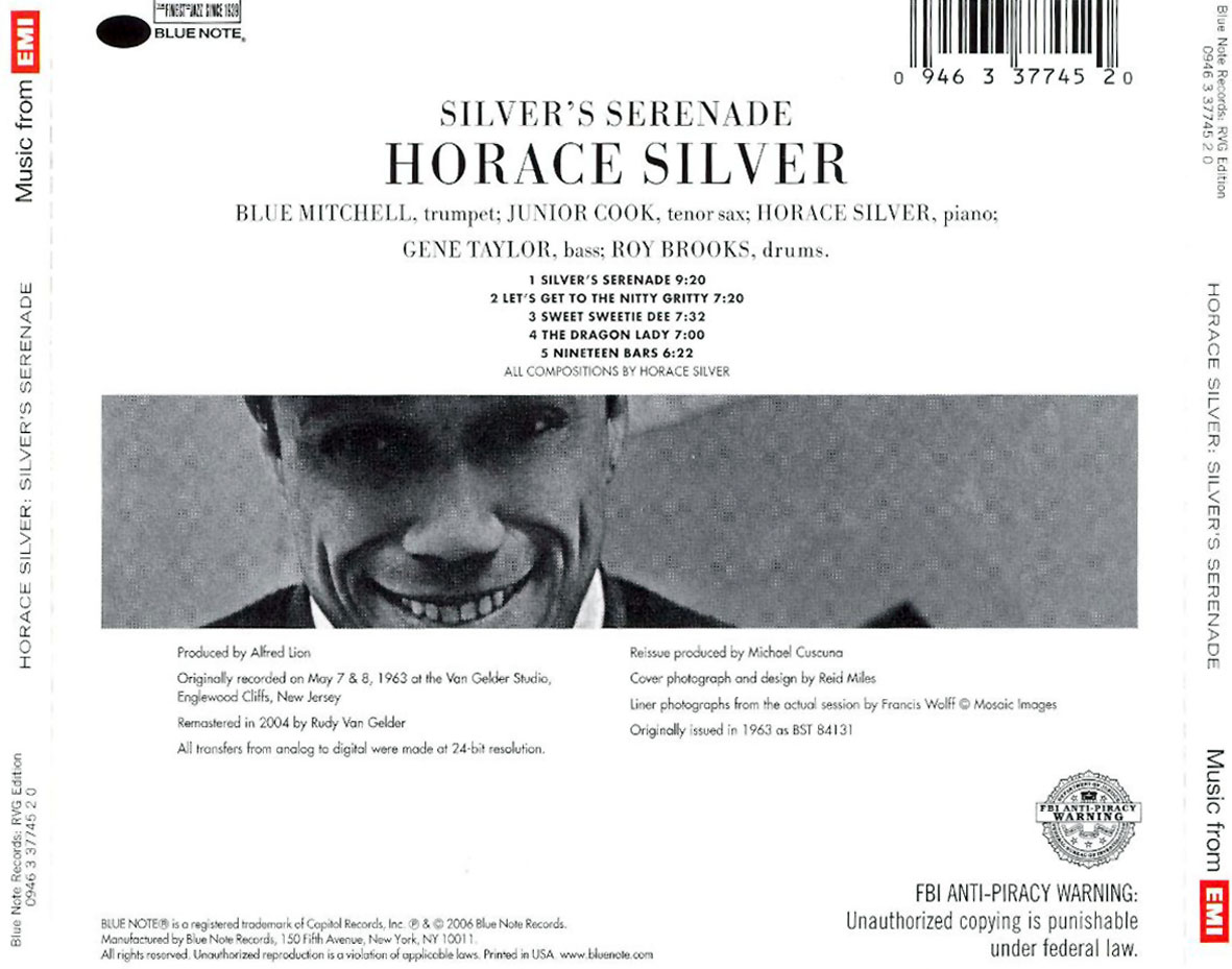 Cartula Trasera de Horace Silver - Silver's Serenade